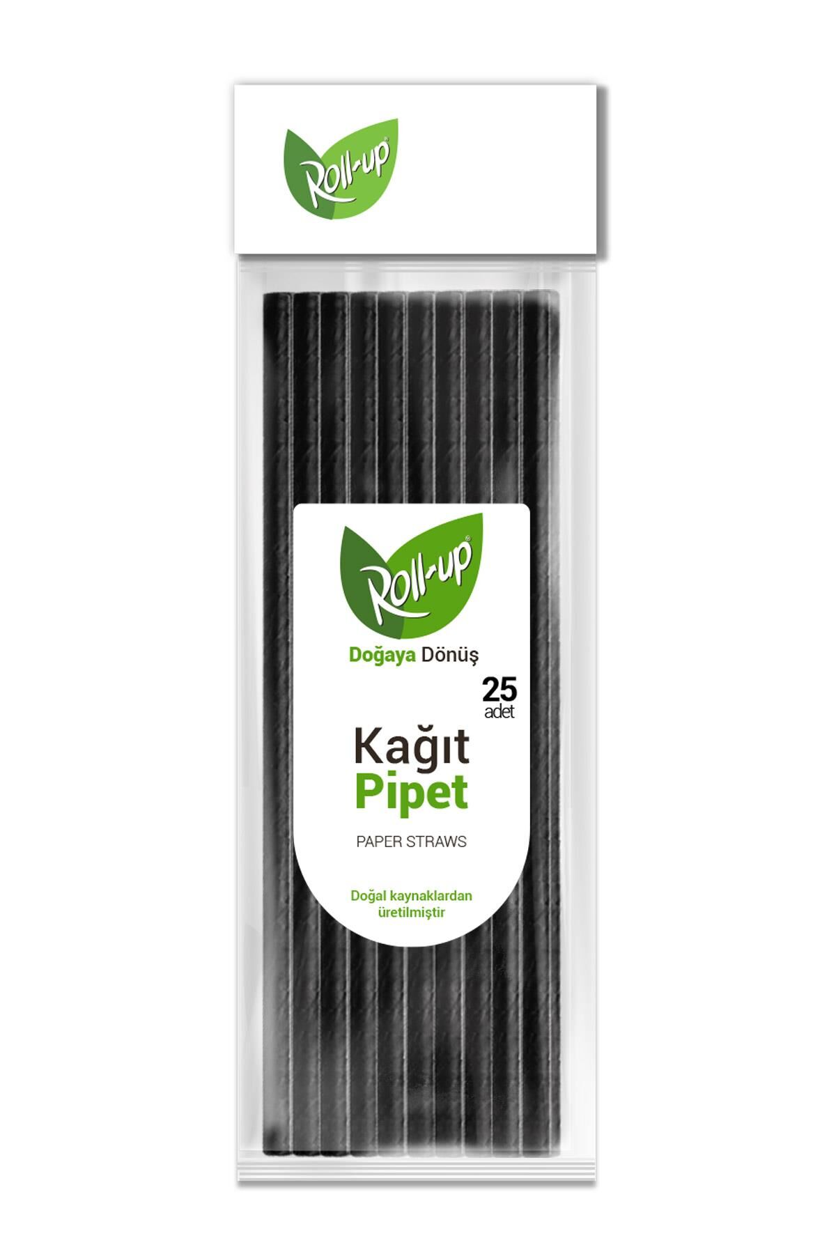 Kağıt Pipet Siyah 25''li