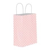 Kraft Burgu Saplı Çanta 12x25x31 Pembe Puantiye