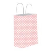 Kraft Burgu Saplı Çanta 12x25x31 Pembe Puantiye
