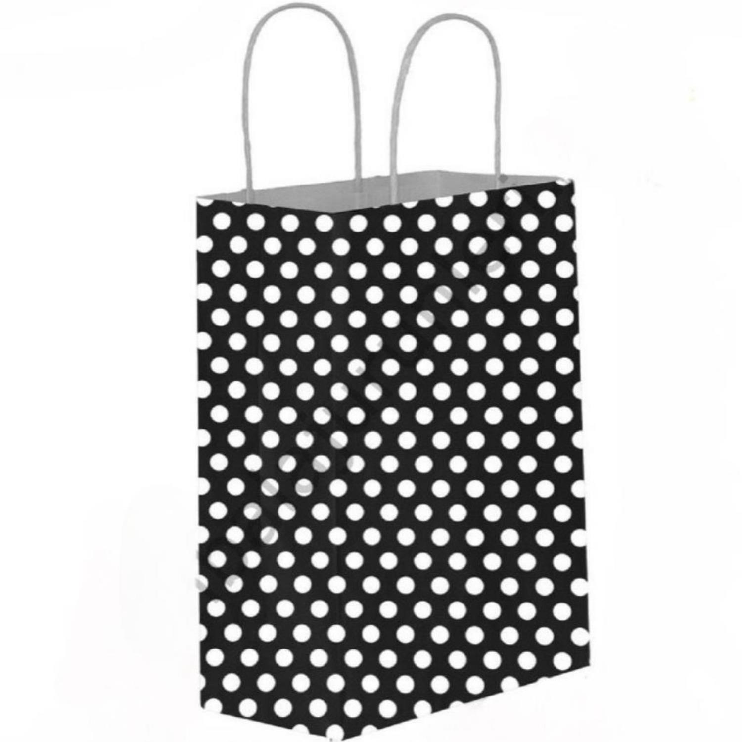 Kraft Burgu Saplı Çanta 32x40x12cm Siyah Puantiyeli