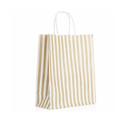 Kraft Burgu Saplı Çanta 25x31x12 Gold Çizgili