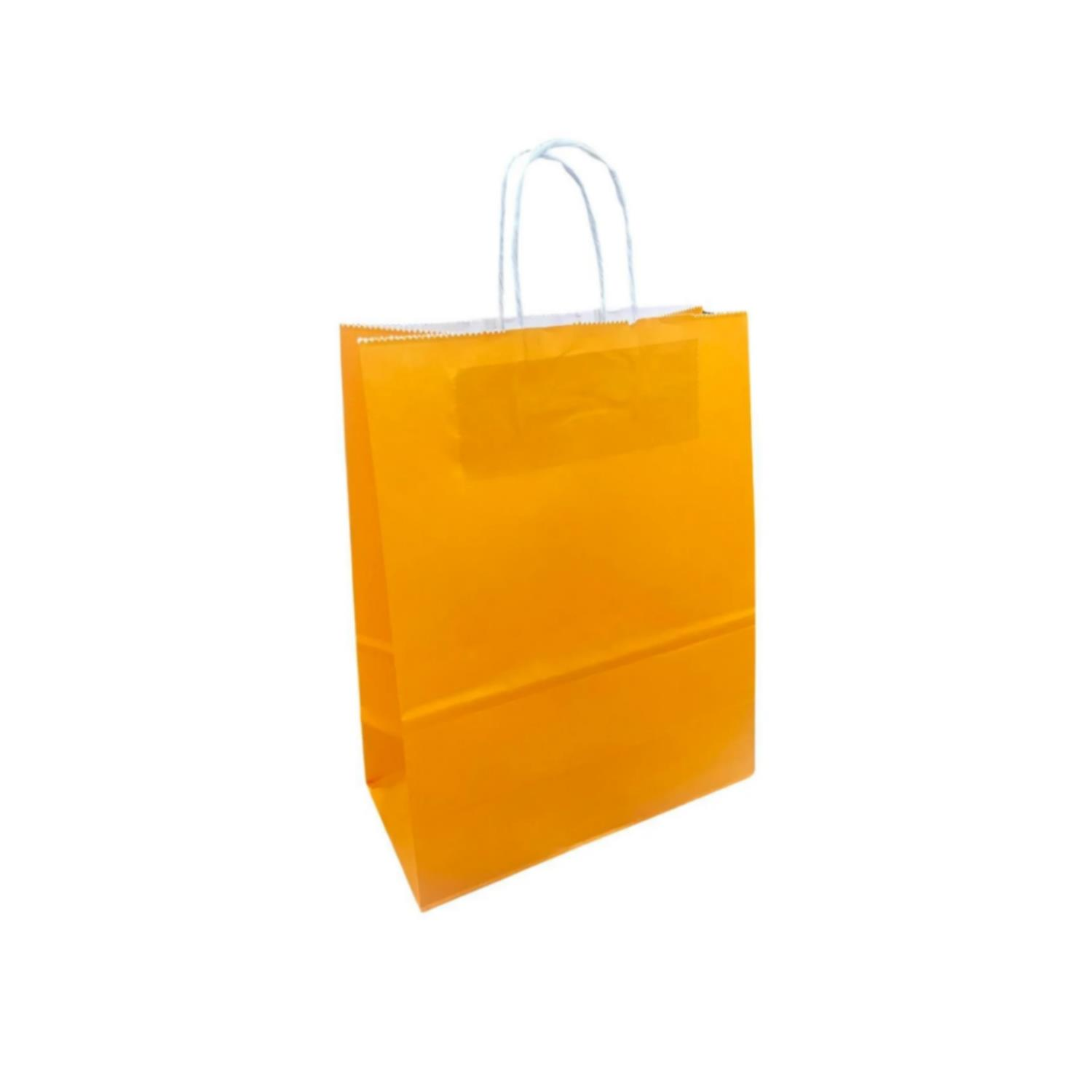 Kraft Burgu Saplı Çanta Açık Turuncu 20x22x10cm