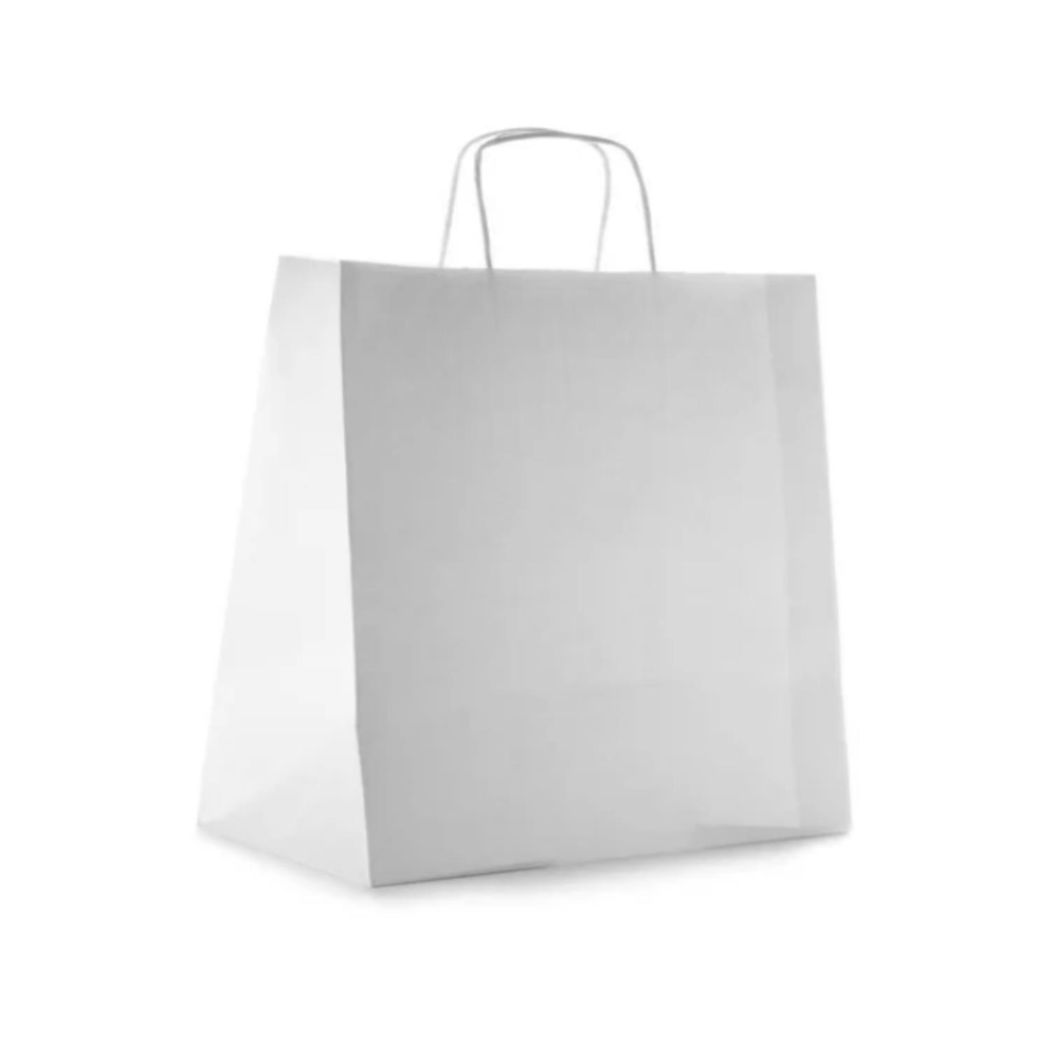 Kraft Burgu Saplı Çanta Beyaz 32x30x16cm